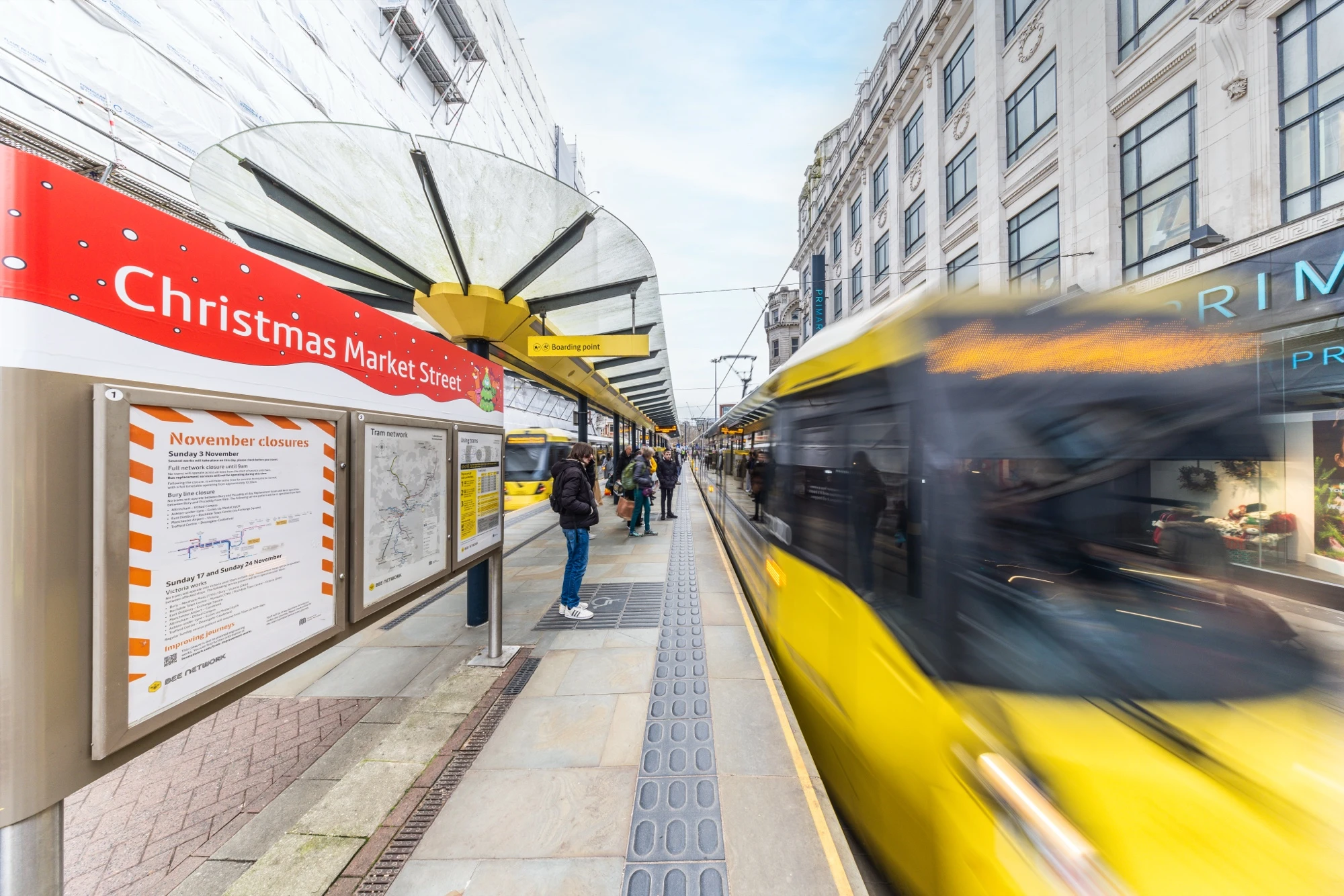 Manchester’s Market Street Metrolink Transformed for Christmas Cheer